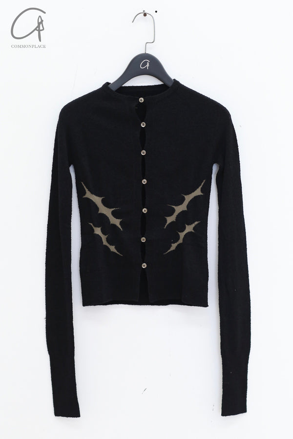 Rui Zhou 24 Autumn and Winter Thorn Intarsia Cardigan RUI-RUI-RAW24KN11-HEI Black